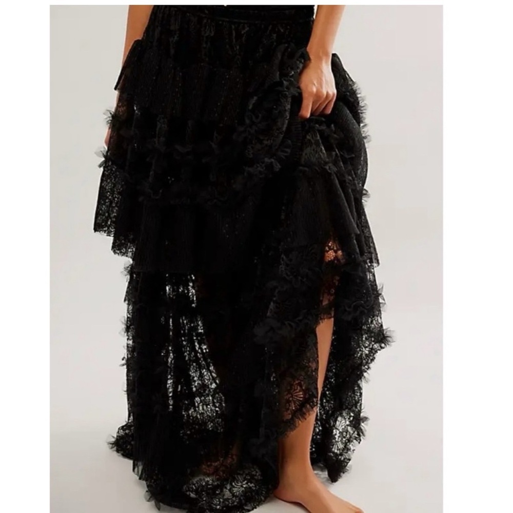 Free People Turn It Up Half Slip Maxi Skirt Black Small - Picture 3 of 4